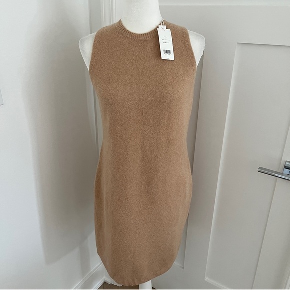 NWT $365 Vince Beige Wool Bland  Sleeveless Crewneck Sweater Dress Sz M *B5 - Picture 2 of 7